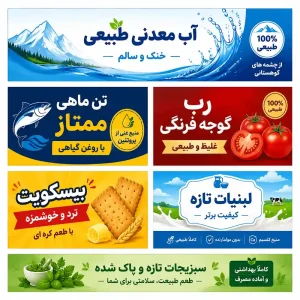 نمونه چاپی انواع لیبل مستطیلی دور تیز براق